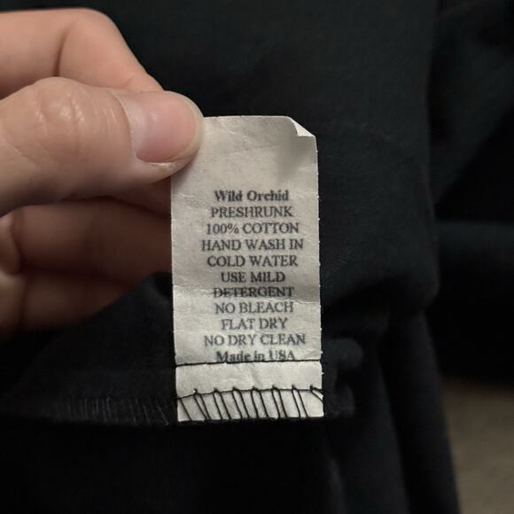 Wild Orchid Boho Black Button Front Shirt Fish Embroidery Pockets USA - Size XL - Picture 5 of 5